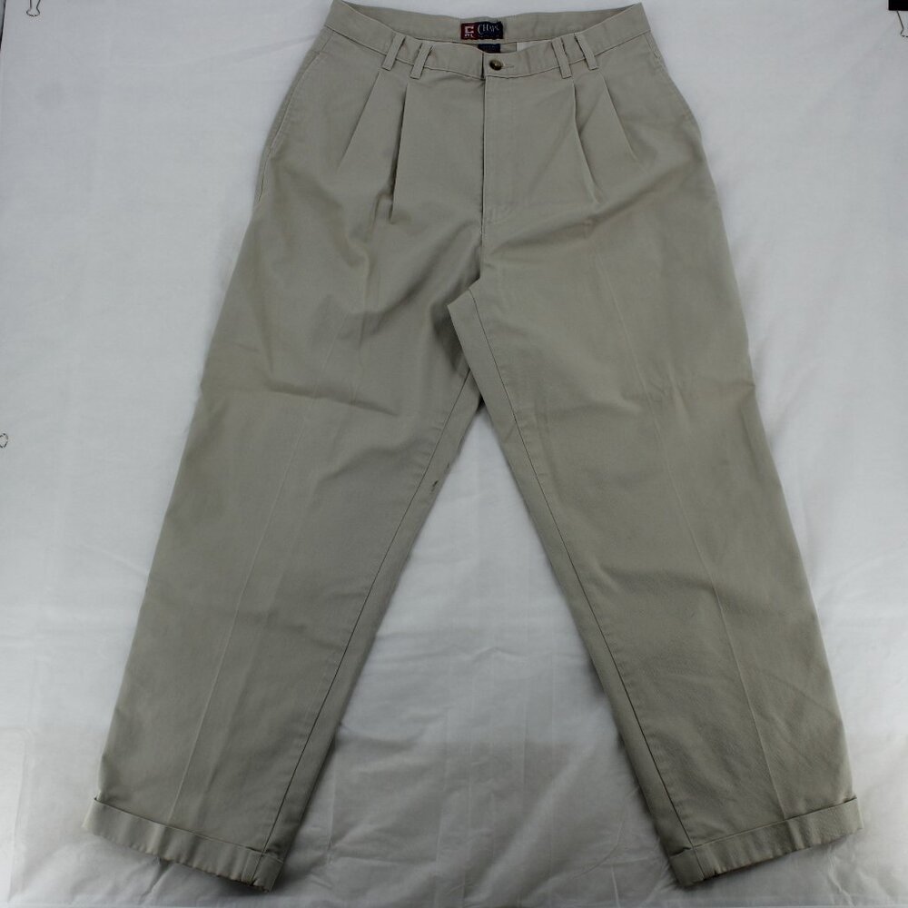 Chaps Ralph Lauren Pleated Khaki Vintage Chinos - Classic Tan Trousers Size 36